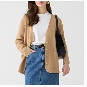 J. Crew Camel Tan Button-Front Wool Blend Cardigan
